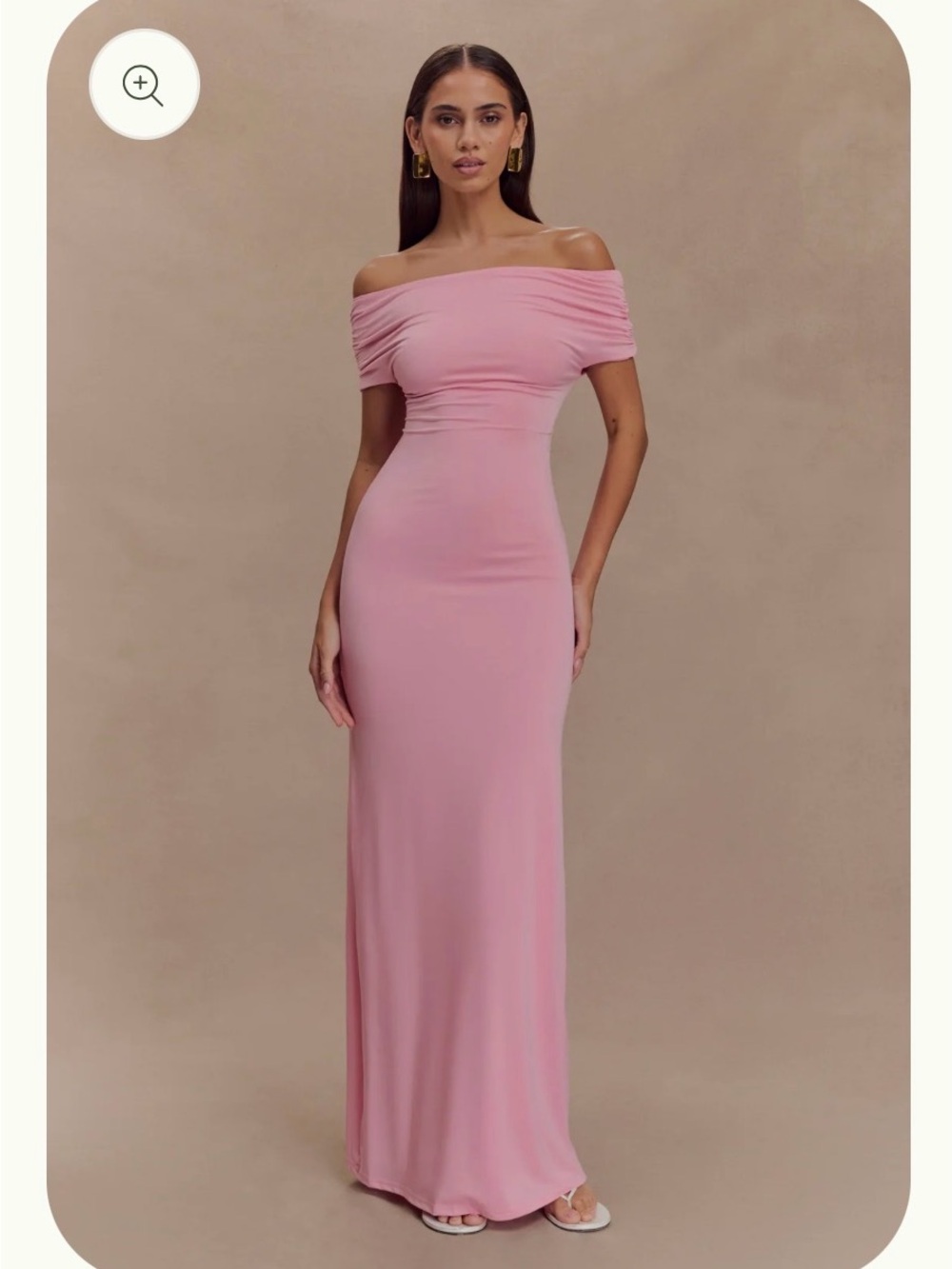 Off-Shoulder Pink Maxi Dress